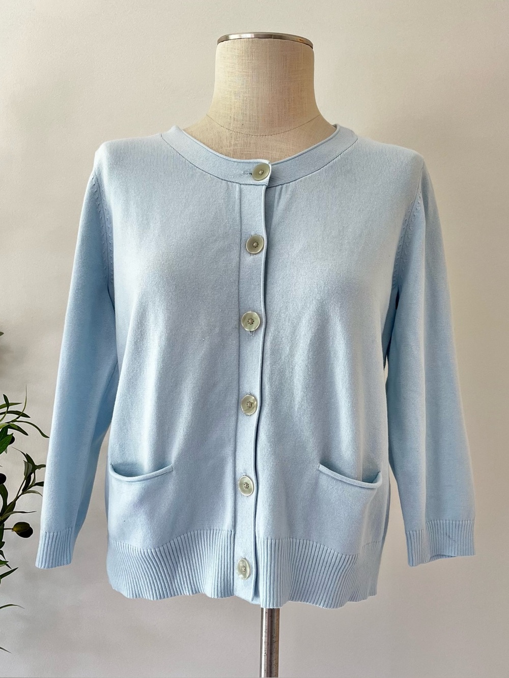 NWT J. Jill Classic Light Blue Button-Front Women's Cardigan